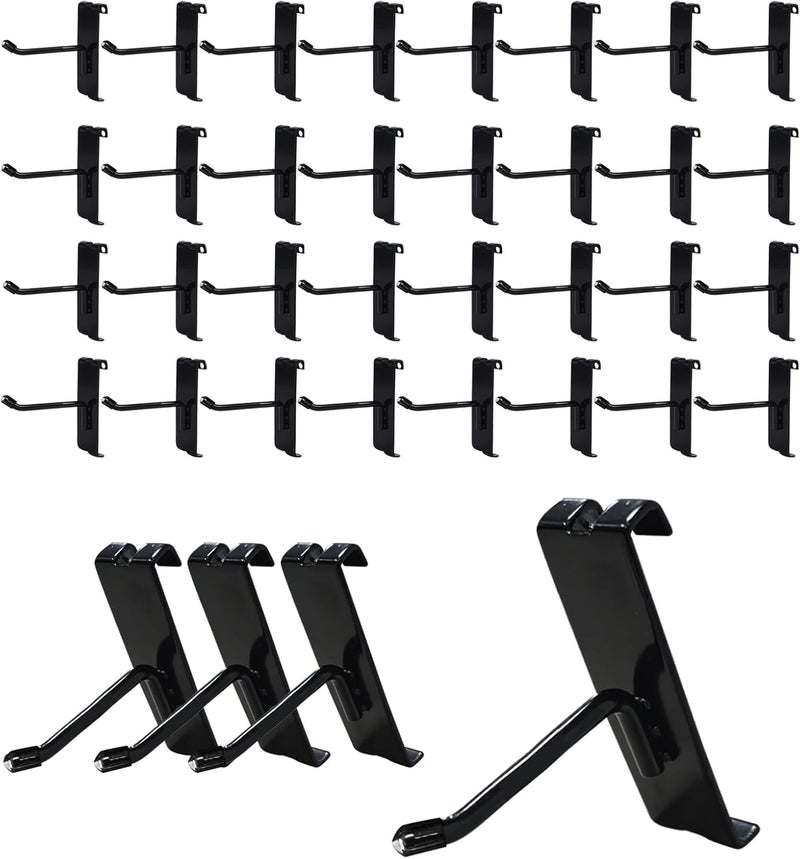 NEESEEYEE Gridwall Hooks 2 Inch, 32PC Heavy Duty Black Display Hooks for Grid Wall Panels, Grid Wall Accessory for Retail Store, Home Stroage, Garage, Trade Show - Image 1